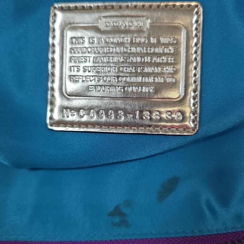 Coach Poppy Glam Tote Op Art Signature Multi-Color Jacquard Shoulder Bag Gold Le - Picture 14 of 14